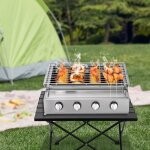 Gril de camping, chariot barbecue � 4 br�leurs, gril de table, barbecue � gaz propane, gril de jardin ...
