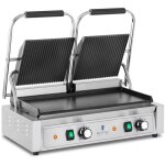Grill double contact avec plaque lisse et rainur�e 48 x 23 cm 3600 w