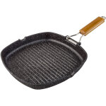 Grill en pierre � manche pliant supr�me ray� 24cm