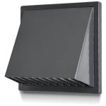 Grille d'a�ration avec hotte 170x170mm ? diam�tre d'entr�e fi 80 - 150mm ? mat�riau graphite ? clapet ...