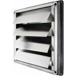 Grille d'aration inox 150mm, grille de refoulement  lamelles mobiles, capot  fermeture automatique, ...