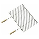 Grille de barbecue professionnelle rectangulaire 70 x 40 cm ? chrome et bois ? facile � nettoyer ? fil ...