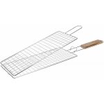 Grille double manche en acier poigne en bois d'acacia 17 x 40 x 2 cm