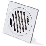 Grille douche anti cheveux siphon de sol en acier inoxydable �pais drain de carr� 100 100mm