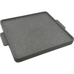 Omac - grille en fonte avec revetement antiadhe'sif 41, 5x41, 5cm 1 face lisse 1 face raye' avec poigne'es ...