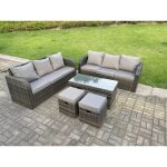 Gris fonc� pe osier haut dossier rotin ensemble salon de jardin canap� d�contract� 3 personnes ensemble ...