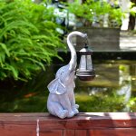 Gris) statue d�corative d'�l�phant pour jardin ext�rieur avec lumi�re solaire ? d�coration d'�l�phant ...