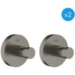 Grohe - essentials lot de 2 crochets muraux, hard graphite bross (40364al1 - duoessential)