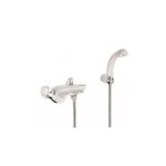 Grohe - m�langeur bain - douche chrome sur plage monotrou avec douchette blanche (relexa) et flexible ...