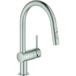 Robinet de cuisine eh minta 323212 c, bec coudé, douchette, acier inoxydable Robinet de cuisine eh minta 323212 c, bec coudé, douchette, acier inoxydable