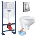 Pack bti autoportant rapidsl + cuvette sans bride bauclassic + abattant dclipsable + plaque skate chrome(pro ...