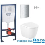 Pack bati - support réservoir encastrable et plaque chrome avec wc suspendu roca ona blanc 48 cm - grohe ... Pack bati - support réservoir encastrable et plaque chrome avec wc suspendu roca ona blanc 48 cm - grohe ...