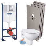 Pack wc b�ti - autoportant + cuvette bau sans bride + abattant softclose + plaque chrome + set d'habillage ...