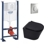 Grohe pack wc b�ti - autoportant rapid sl + wc infinitio sans bride noir mat + abattant softclose + plaque ...