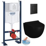 Pack wc bti autoportant rapid sl + wc sans bride infinitio 2. 0 noir mat + abattant softclose + plaque ...