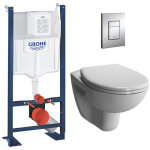 Pack wc bti autoportant rapid sl + wc sans bride vitra normus + abattant softclose + plaque chrome (projectno ...