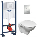 Pack wc b�ti autoportant rapid sl + wc suspendu cersanit s - line pro avec abattant + plaque chrome (projects ...