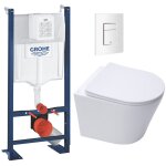 Grohe - pack wc bti autoportant + wc sans bride sat + abattant frein de chute + plaque blanc alpin (projectin ...