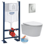 Grohe pack wc b�ti autoportant + wc sans bride sat + abattant softclose + plaque chrome mat (projectsatrimless ...