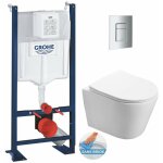 Grohe - pack wc bti autoportant + wc sans bride sat infinitio + abattant softclose + plaque chrome mat ...