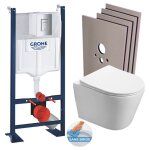 Grohe - pack wc bti autoportant + wc sans bride sat infinitio + abattant softclose + plaque chrome mat ...