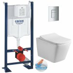Grohe pack wc bâti autoportant + wc sans bride sat infinitio design + abattant softclose + plaque chrome ... Grohe pack wc bâti autoportant + wc sans bride sat infinitio design + abattant softclose + plaque chrome ...