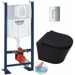 Grohe - pack wc bti autoportant + wc sans bride sat infinitio noir mat + abattant softclose + plaque ...