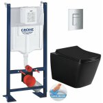 Grohe pack wc bti autoportant + wc sans bride sat infinitio noir mat design + abattant softclose + plaque ...