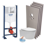 Pack wc b�ti autoportant + wc swiss aqua technologies sans bride + plaque chrome + set habillage (projectsatri ...