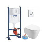 Pack wc bti - support autoportant + wc sans bride sat infinitio + abattant softclose + plaque blanc ...