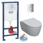 Grohe - pack wc bti - support rapid sl + cuvette wc suspendu geberit rimfree + plaque de commande wc ...
