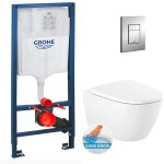 Grohe pack wc bti - support rapid sl + cuvette suspendue roca + abattant softclose + plaque chrome (rapidsl ...