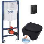 Grohe pack wc bti - support rapid sl + wc infinitio sans bride noir mat + abattant softclose + plaque ...