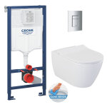 Grohe - pack wc bti - support rapid sl + wc sans bride livea bello + abattant softclose + plaque chrome ...