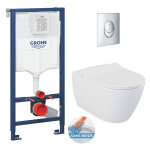 Grohe - pack wc bti - support rapid sl + wc sans bride livea bello + abattant softclose + plaque chrome ...