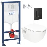 Grohe - pack wc b�ti - support rapid sl + wc sans bride sat + abattant softclose + plaque noir mat (rapidsl ...