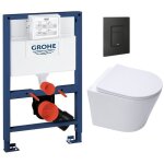 Pack wc bti - support rapid sl + wc swiss aqua technologies infinitio sans bride + plaque noir mat (rapidsl08 ...