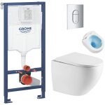 Grohe pack wc b�ti - support + wc sans bride tornado quiet sat fusion + abattant softclose + plaque chrome ...