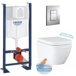 Grohe pack wc euro ceramic cuvette compact triple vortex + rapid sl autoportant nf + plaque chrome (projecteur ...