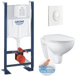 Grohe - pack wc rapid sl autoportant + cuvette bau ceramic sans bride + plaque skate air blanche (projectbau ...