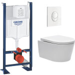 Pack wc grohe rapid sl autoportant + cuvette sans bride sat (fixations caches) + plaque skate air blanche ...