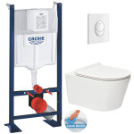 Grohe - pack wc rapid sl autoportant + wc sans bride sat brevis + abattant ultra - fin softclose plaque ...