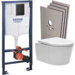 Pack wc rapid sl + cuvette sans bride sat, fixations invisibles + plaque noir mat + set habillage (rapidsl ...