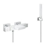 Grohe - set bain / douche mitigeur thermostatique grohtherm cube + douchette euphoria 1 jet avec support ...