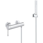 Set de douche mitigeur de douche essence + douchette stick 1 jet, support mural, flexible, chrome (33636001 ...
