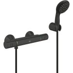Grohe set de douche mitigeur de douche thermostatique 1 / 2' + douchette 2 jets + support mural + flexible ...
