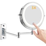 Miroir de maquillage �clair� par led, fixation murale 1x / 3x, grossissement double face miroir de maquillage, ...
