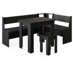Vicco - groupe de banquettes d'angle roman, noir, 120 x 41. 5 cm avec table
