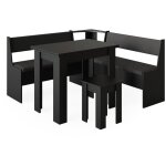 Vicco - groupe de banquettes d'angle roman, noir, 150 x 41. 5 cm avec table