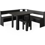 Vicco - groupe de banquettes d'angle roman, noir, 180 x 41. 5 cm avec table